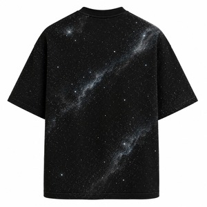 เสื้อยืดผู้ชาย Galaxy Print ผ้าฝ้าย 100% เป็นมิตรกับสิ่งแวดล้อม ทรงโอเวอร์ไซส์ แขนสั้น คอกลม ดีไซน์ถักแบบลำลอง - Product Image 6