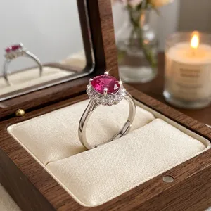 Nouvelle bague en argent S925 pour femme, rubis ovale 4x6mm rouge sang de pigeon, cadeau de fiançailles, bijoux de fête et de mariage - Product Image 2