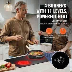 Placa de Cocción Eléctrica Integrada de 30 Pulgadas y 4 Quemadores, 7200W, Panel de Vidrio Cerámico Radiante con Control de Perillas, Estufa de Cocina - Product Image 6