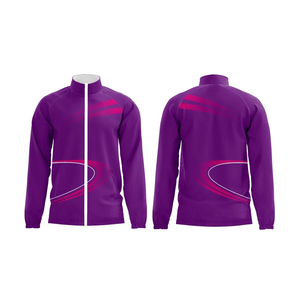 Men <b>Purple</b> Solid Full Zip Racer <b>Jacket</b> Stand Collar Sporty Athletic Track Top Breathable Quick Dry Lightweight Polyester/Cotton - Product Image 1