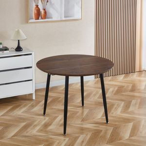 DINING <b>TABLE</b> with <b>Extensible</b> 100/140/180x100x75cm Top Black Metal <b>Leg</b> Walnut Color <b>for</b> Office or Coffee Use - Product Image 2