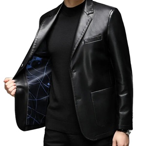 Veste en cuir Prix Veste en cuir véritable vieilli en agneau marron pour homme - Product Image 1