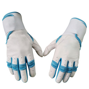 Guantes de Bateo de Cuero Blancos y Azules con Acolchado, Cierre de Velcro, Soporte para Muñeca Izquierda, Transpirables, para Entrenamiento de Adultos, Ambidiestros - Product Image 2