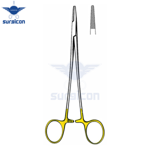 Porte-aiguille DeBakey 37 cm / 14-1/4 pouces avec profil mini à denture de 0,4 mm et inserts en carbure de tungstène TC GOLD pour une précision accrue - Product Image 2