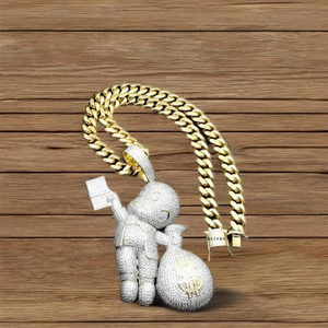 Pendentif Sac d'Argent Glacé Richie Rich - Pendentif Fait Main en Moissanite et Argent Sterling 925, Sans Nickel, Sûr pour Peaux Sensibles - Product Image 5