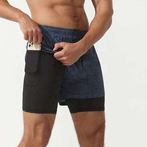 Pantalones Cortos Deportivos Personalizables con Logotipo, para Hombre, para Correr y Hacer Ejercicio, 100% Poliéster, Antiarrugas, Forro de Lona, 2 en 1, Casuales de Verano - Product Image 2