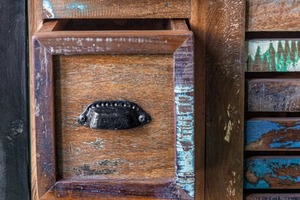 Rustic Reclaimed Wood <b>Sideboard</b> with Metal Frame Handmade Antique <b>Storage</b> Cabinet for Living Room Furniture - Product Image 4