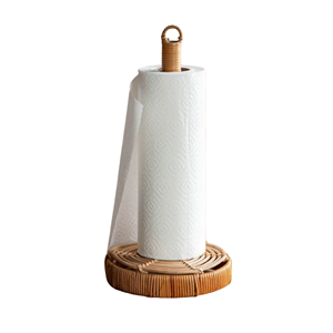 Wholesale Handmade Rattan <b>Kitchen</b> <b>Paper</b> Holder, Vertical Wood Tissue Roll Stand Organizer For Countertop Vietnam - Product Image 4