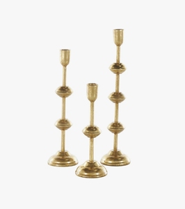 Gold Metal Taper Candle Holder <b>Tall</b> <b>Candlestick</b> Stands with Stacked Sphere Accents for Luxury Table Centerpiece Decor - Product Image 1