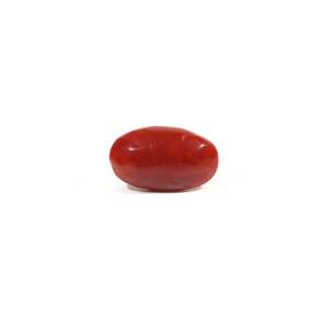Natural Oval Cut Japanese Red Coral Loose Gemstone 3.6 Carat 20mm for Fine Jewelry - Product Image 1
