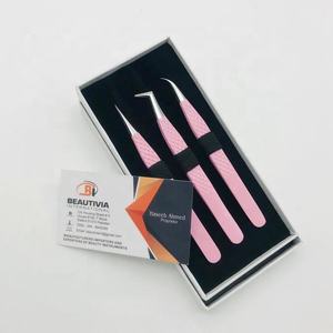 Pinces à épiler professionnelles pour extensions de cils, best-seller, rose bébé, acier durable, courbées, droites et pinces à épiler russes pour la beauté - Product Image 4