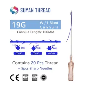 threads for face lift Ultra V line 19G W or L Blunt Cannula 100mm Cog 3D 4D 6D non surgical face lifting pdo cog threads with bl
