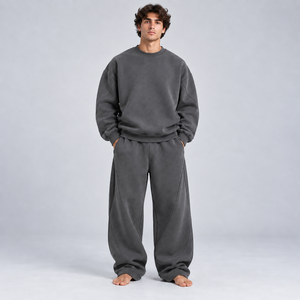 <b>Men</b> Oversized Casual Sweatsuit Two Piece Set Soft Fleece Hoodie and Jogger Pants Relaxed Fit Streetwear Tracksuit Comfortable - Product Image 5