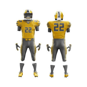 Tenues de football américain en tissu à séchage rapide, dernières versions personnalisées avec logo et plusieurs designs, respirantes et anti-humidité pour adultes - Product Image 1