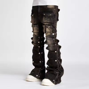 Jeans de Hombre OEM Personalizados, Lavados, con Efecto Degradado, Estilo Vintage, Casuales, Sueltos, de Cintura Media, de Mezclilla Ecológica de Alta Calidad, Talla Grande - Product Image 6