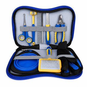 Kit de toilettage pour animaux 8-en-1 - Kit complet à domicile avec coupe-ongles, brosse, ciseaux, brosse à dents, bol pliable et adapté à toutes les races - Product Image 6