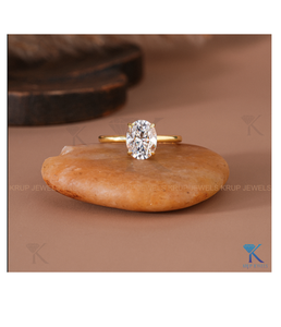 Designer Oval Cut <b>Solitaire</b> Diamond <b>Ring</b> 18K Gold Engagement <b>Ring</b> for Women Bridal Wedding Jewelry Custom Fine Jewelry - Product Image 1