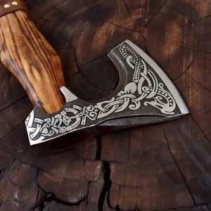 Custom Handmade Forged Carbon Steel Axe Outdoor Camping Hunting Hatchet Wooden Handle Survival Axe With Cover Survival <b>Tool</b> - Product Image 5