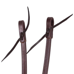 Longe en cuir pour chevaux, couleur marron, avec bords cousus et boucles métalliques - Product Image 2