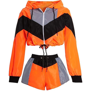 High Quality Lightweight Two Piece Short Set with Zipper <b>Jacket</b> Unisex Windbreaker <b>Winter</b> Jogger Shorts Outdoor <b>Running</b> Exercise - Product Image 6