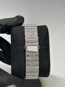 Reloj de Diamantes de Moissanita con Corte Redondo en Oro Blanco para Hombre, para Bodas y Fiestas, con Esfera Árabe, para Venta de Exportación - Product Image 4
