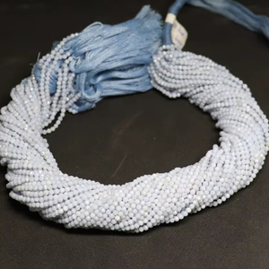 ลูกปัดทรงรอนเดลล์ไมโครเหลี่ยมเพชรพลอยสีฟ้าแคลซี AAA ขนาด 2-2.5 มม. ลูกปัดทรงรอนเดลล์พลอยสีฟ้าแคลซี 13 นิ้ว ลูกปัดทรงรอนเดลล์ไมโครเหลี่ยมเพชรพลอยสีฟ้าแคลซีธรรมชาติ - Product Image 1