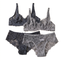 Ensemble soutien-gorge sexy en dentelle florale sans bretelles pour femme, avec bonnets 3/4 ultra-fins, sans rembourrage, à armatures et effet push-up