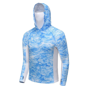 Men's Camouflage Hooded <b>Fishing</b> <b>Shirt</b> UPF 50 Anti-UV Long Sleeve Pullover Top - Product Image 5
