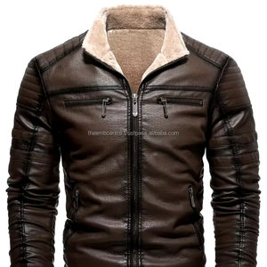 OEM Service Custom Made Logo Hombres Chaqueta de cuero genuino Uso de invierno Cremallera Hombres Chaqueta de cuero de moda para hombres - Product Image 1