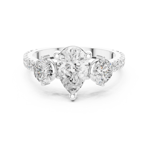 Bague de fiançailles en moissanite taille poire avec pierres latérales rondes, en argent 925, bijou classique pour femme - Product Image 1