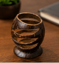 Porte-stylo en bois sculpté à la main, rond, antique, décoration d'intérieur, artisanat - Product Image 2