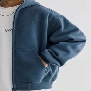 เสื้อฮู้ดดี้สตรีทแวร์ ออกแบบเองได้ ผ้าฝ้าย 100% ซิปยาวเต็มตัว ฮู้ดดี้เรียบๆ ไม่มีลาย ซิปคลุมหน้าเต็มตัว เสื้อฮู้ดดี้ซิปยาวสำหรับผู้ชาย - Product Image 4