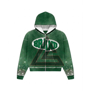 Ensemble de survêtement unisexe personnalisé pour homme, sweat à capuche zippé streetwear épais 100 % coton respirant à séchage rapide et short de jogging - Product Image 2