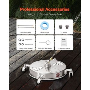 Accessori per Idropulitrice ad Alta Pressione in Acciaio Inox da 16,5 Pollici, 4 Ruote, 4000 PSI Max, Pulitore per Superfici con Attacco Rapido 1/4 - Product Image 6