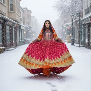 Low MOQ Prices Afghan Kuchi <b>Maxi</b> <b>Dress</b> With Embroidery Long Sleeves A-Line Chiffon Loose Fit Wedding Party Wear & Casual <b>Dresses</b> - Product Image 5