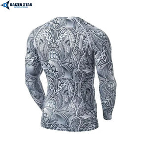 Custom Logo Long Sleeve Rash Guard Men Quick Dry Anti-UV Swimming Surf Shirt Wholesale - Product Image 2