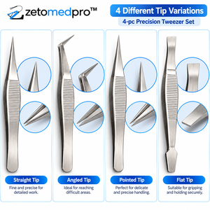 Pinzas de Precisión de 15 cm de Acero Inoxidable Plateado, Personalizadas, con Punta Fina, Herramienta Manual para Belleza y Manualidades, ZETOMEDPRO - Product Image 5