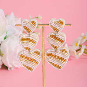 Pendientes de Corazón con Cuentas y Pedrería para Novia, Pendientes Colgantes para Mujer, para Bodas y Fiestas, por MD HANDICRAFTS - Product Image 4