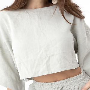 Nouveauté : Ensemble 2 pièces personnalisé avec logo, haut court et pantalon de jogging, vêtements d'été pour femmes - Product Image 6