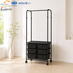 MIT Adjustable Garment Rack with 6-Drawer <b>Storage</b> Trolley Rolling Clothes Organizer <b>Cart</b> for Home Use - Product Image 1