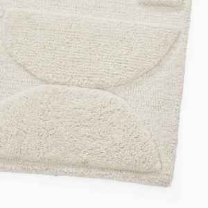 Alfombra Geométrica Moderna Color Crema, Alfombra Texturizada Abstracta en Tono Marfil, Alfombra Decorativa Contemporánea para Sala de Estar Minimalista - Product Image 1