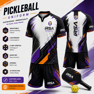 IRSA SPORTS Men's Sublimated Pickleball Jersey Set V-Neck Short Sleeve Moisture Wicking <b>Athletic</b> Uniforms - Product Image 4