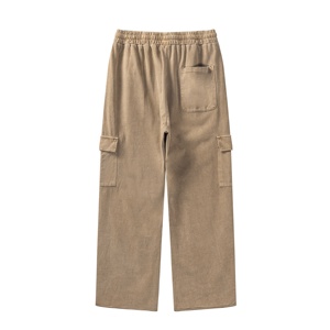 Pantalon cargo en velours côtelé pour femme, taille élastique, coupe ample, couleur unie, plusieurs poches, tenue décontractée pour l'automne - Product Image 5