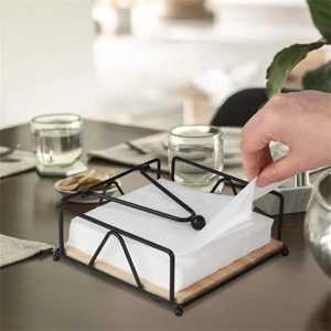 ที่ใส่กระดาษเช็ดปากเหล็กดัดสีดำทรงสี่เหลี่ยมพร้อมแขนถ่วงน้ำหนัก ที่วางกระดาษทิชชูแบบแบนทันสมัยสำหรับโต๊ะลานบ้านหรือปิ้งย่าง - Product Image 1