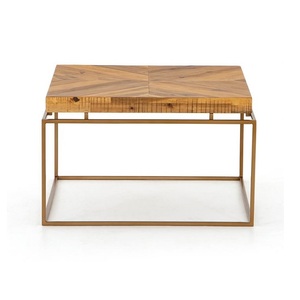 Antique Metal Coffee <b>Table</b> With Wooden <b>Top</b> Artistic Furniture Design For Elegant Modern Interior Decoration Spaces - Product Image 1