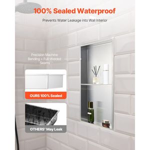 Nicchia Doccia Moderna in Acciaio Inossidabile 13 X 25 X 4 Pollici, Mensola da Bagno Incassata a Doppio Strato con Divisorio Cavo - Product Image 2