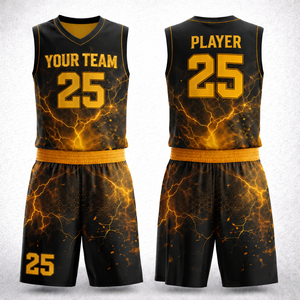 Ensemble d'uniformes de basketball personnalisés par transfert thermique – Maillot et short d'équipe personnalisables, respirants, anti-UV, séchage rapide, collection automne - Product Image 1