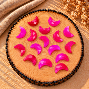 <b>Pink</b> Chalcedony Faceted Crescent Moon 17mm Loose Gemstone for Wholesale Jewelry Making Pendant Crafting Moon Shape Stone Supplie - Product Image 1