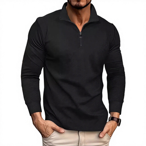 Men's Zipper-<b>Up</b> Solid Knitted Eco-Friendly Hooded Sports <b>Cardigan</b> Slim Fit Winter Sweatshirt - Product Image 1