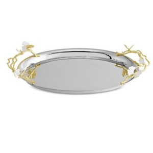 Handmade Enamel Metal Serving Tray Rounded Restaurant Hotel Tray With Modern Style for Wedding Decorations Supplied by India - Product Image 3